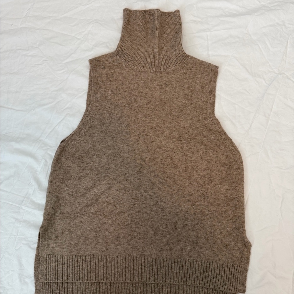 Mango Brown Cowl Neck Sweater Vest